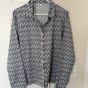 Black and White Patterned Button-Up Shirt